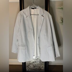 Amanda & Chelsea White Pinstripe Blazer
